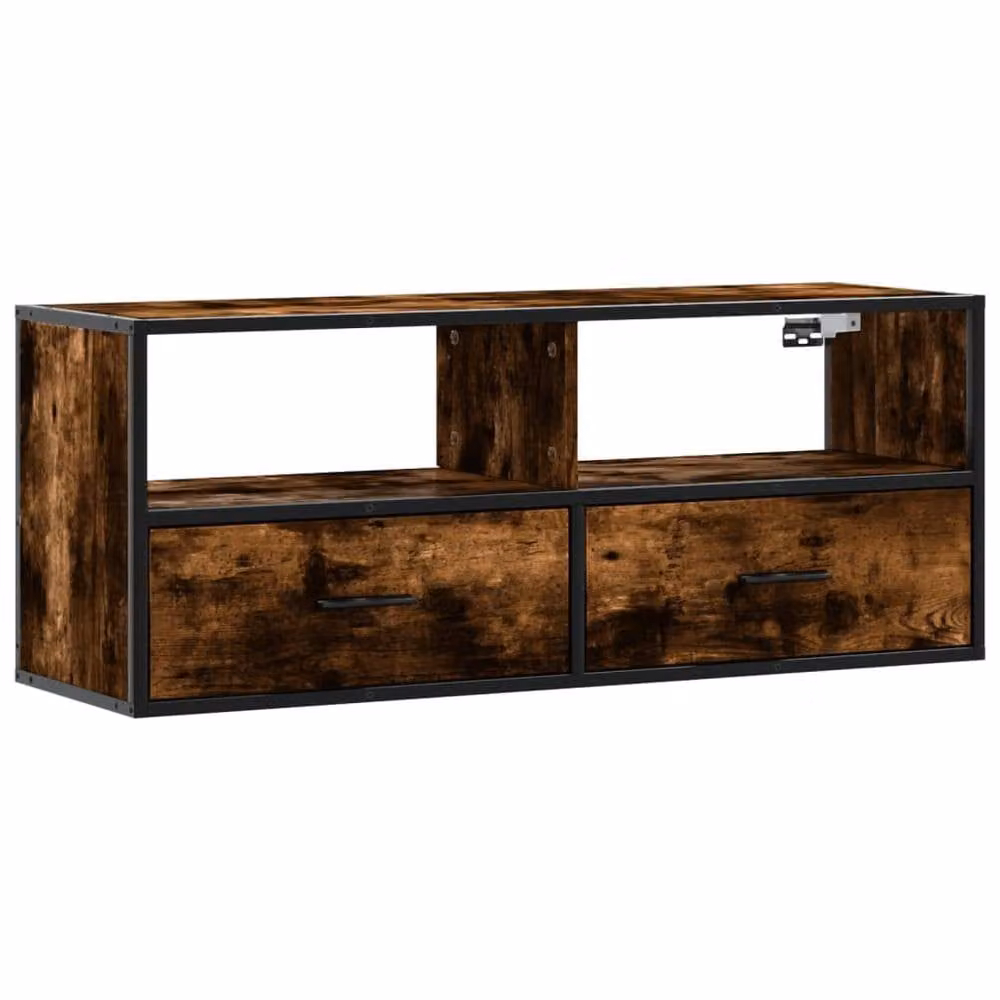 Berkfield Home Smoked Oak TV Cabinet in Brown, W/D/H: 100 x 31 x 39.5 cm – 3