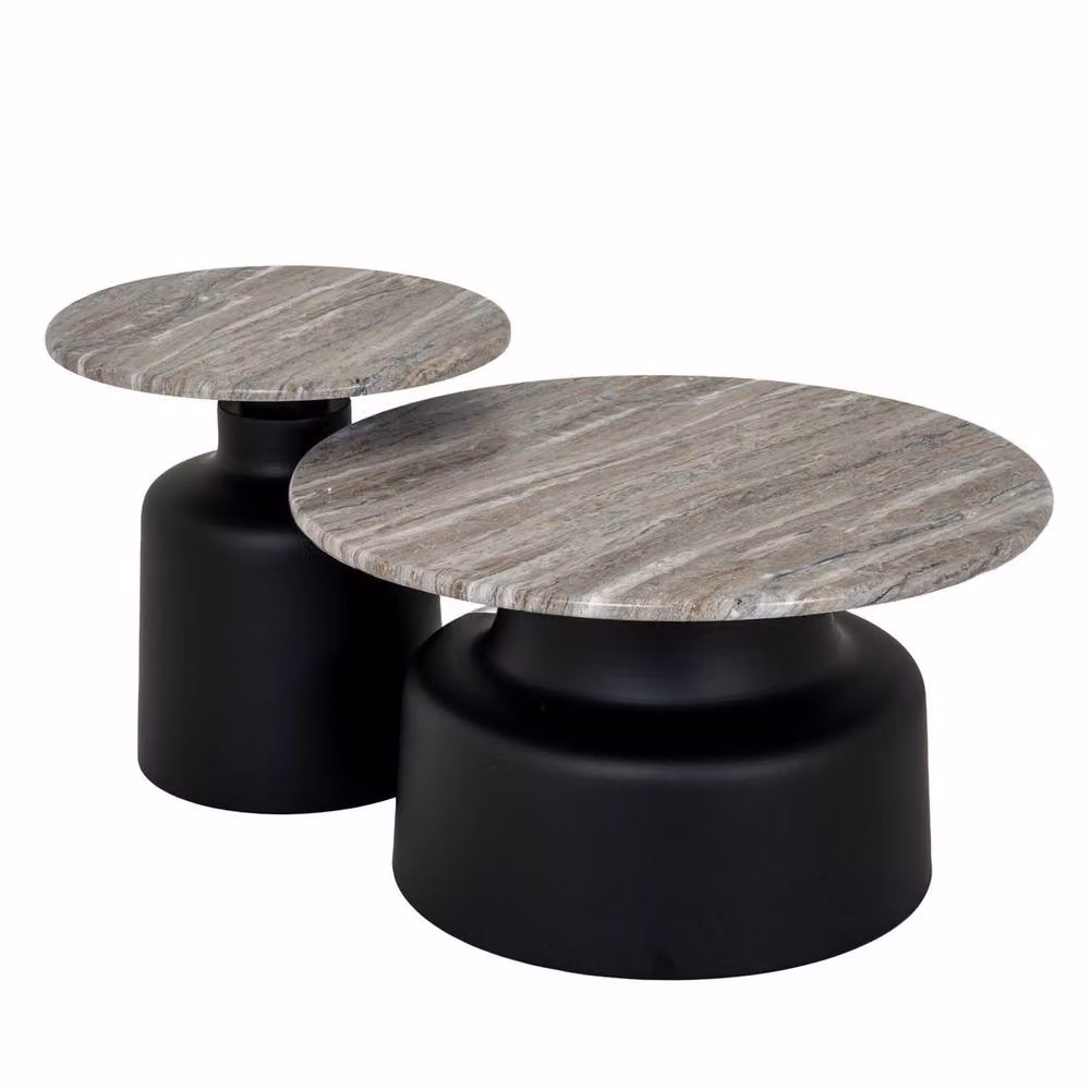 Lemon Pavilion Furniture and Decor Oura Round Metal Side Table in Black, W: 47 cm, D: 47 cm, H: 48 cm – 3