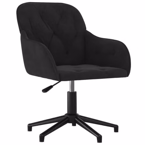 vidaXL Modern Black Velvet Task Chair with Armrests and 360 Degree Swivel, W/D/H: 56 x 61.5 x 72 cm – 1