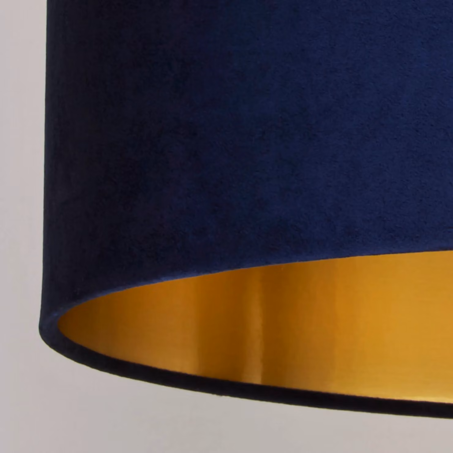 Lighting Collection Navy Blue Velvet Drum Lamp Shade with Gold Inner, Diameter: 30 cm – 3