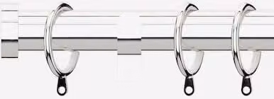 New Edge Blinds Polished Chrome 28mm Metal Curtain Pole in Silver, Length: 160 cm