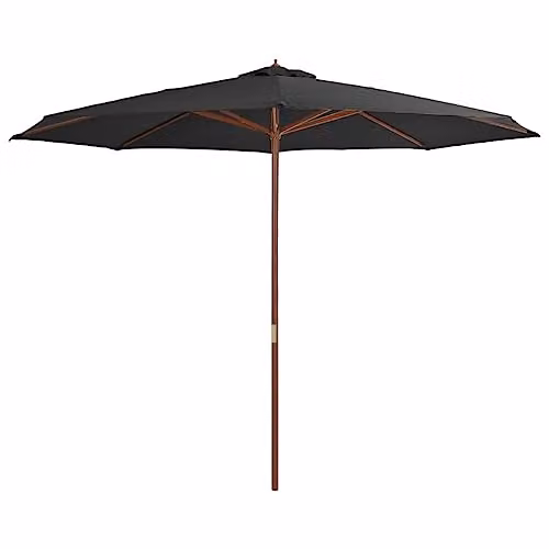 vidaXL Garden Parasol with Wooden Pole, Anthracite, 350 cm
