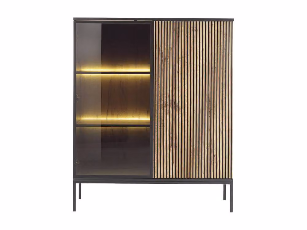 Vente-unique Modern 2-Door LED Display Cabinet in Black MDF and Smoked Glass, W/D/H: 103.5 x 39.0 x 125.5 cm – 2
