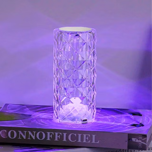 Komore Multicolor LED Crystal Table Lamp with Remote Control, Transparent