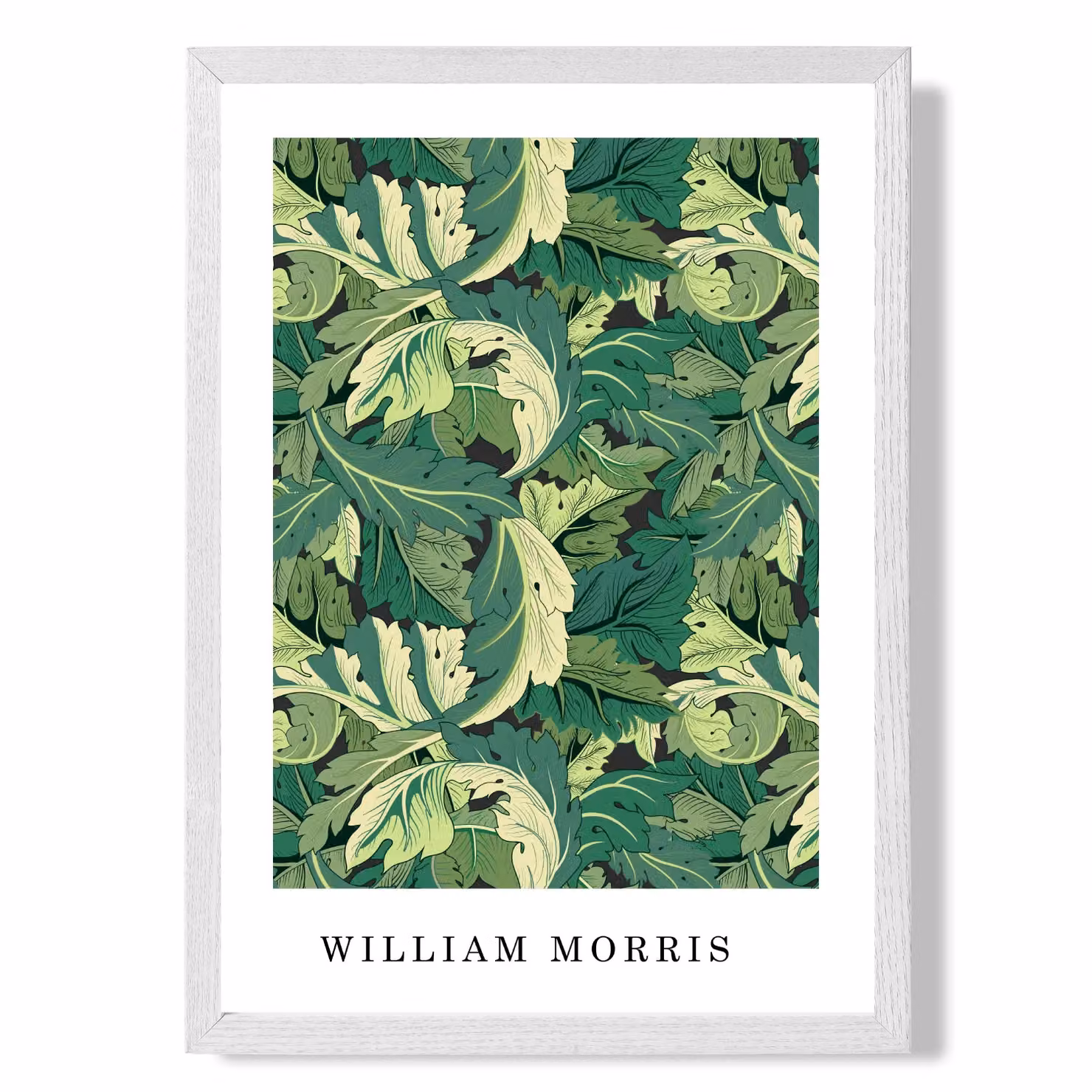 ARTZE William Morris Acanthus Floral Art Print in Bright Green with White Frame, A4 or A2 – 2