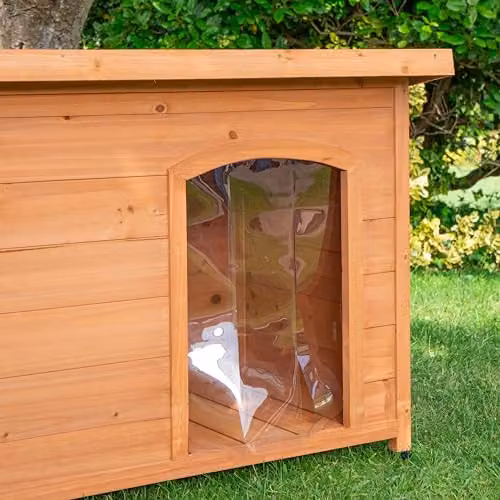 Samuel ALEXANDER Medium Weatherproof Insulated Wooden Dog House Kennel with Window in Sand Brown, W/D/H: 104 x 72 x 1 cm – 2