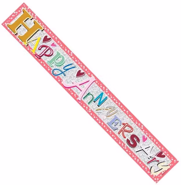 KDMD Happy Anniversary Pink Paper Banners, Pack of 12