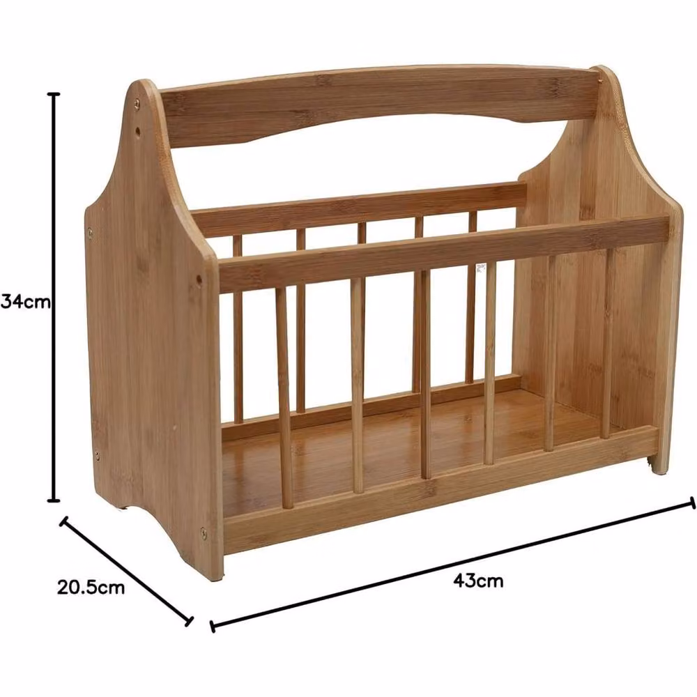 FLAVORA Freestanding Wooden Magazine and Newspaper Rack in Natural Sand – 2