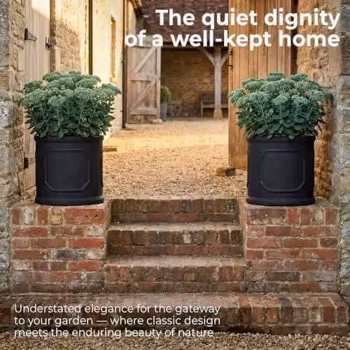 IDEALIST Grey Faux Lead Reinforced Stone Planter, 30 cm, 15 L – 8