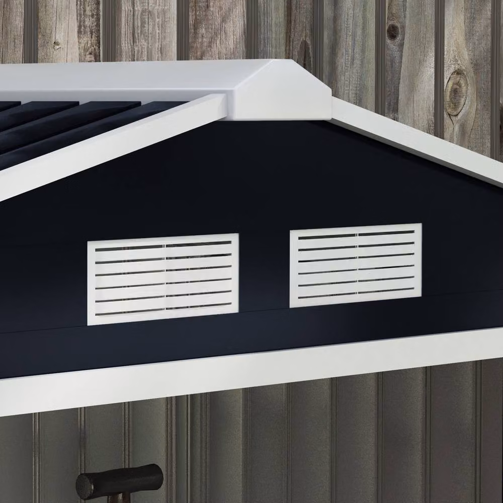 STILVORA Grey Steel Garden Shed with Lockable Double Doors, W/D/H: 213.36 x 121.92 x 185 cm – 7