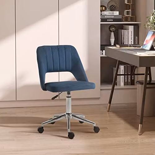 Vinsetto Modern Mid-Back Swivel Home Office Task Chair in Blue Velvet-feel Fabric, W/D/H: 60 x 60 x 91 cm – 2