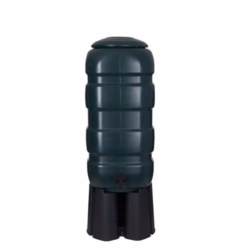 Whitefurze 100 l Green Freestanding Rain Barrel Kit with Stand and Connectors – 1