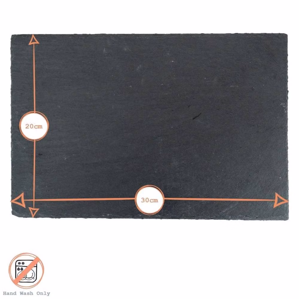 Havendro Set of 6 Black Rectangular Slate Placemats, W: 30 cm, D: 20 cm – 3