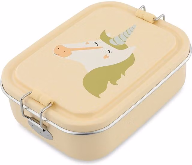 Trixie Mrs. Unicorn Small Lunch Box in Yellow and Multicolour with Stainless Steel and Silicone
