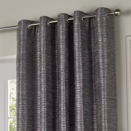 Paoletti Jupiter Grey Chenille Jacquard Blackout Eyelet Curtains, W: 229 cm, H: 183 cm – 2