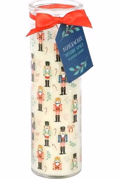 KDMD Nutcracker Print Festive Spice Tube Candle in White – 2