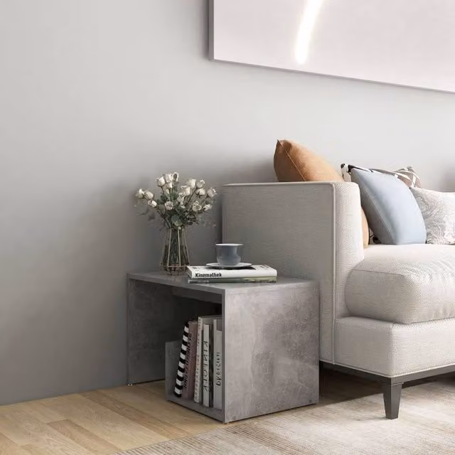 Berkfield Home Modern Side Table in Concrete Grey, W/D/H: 59 x 36 x 38 cm – 1
