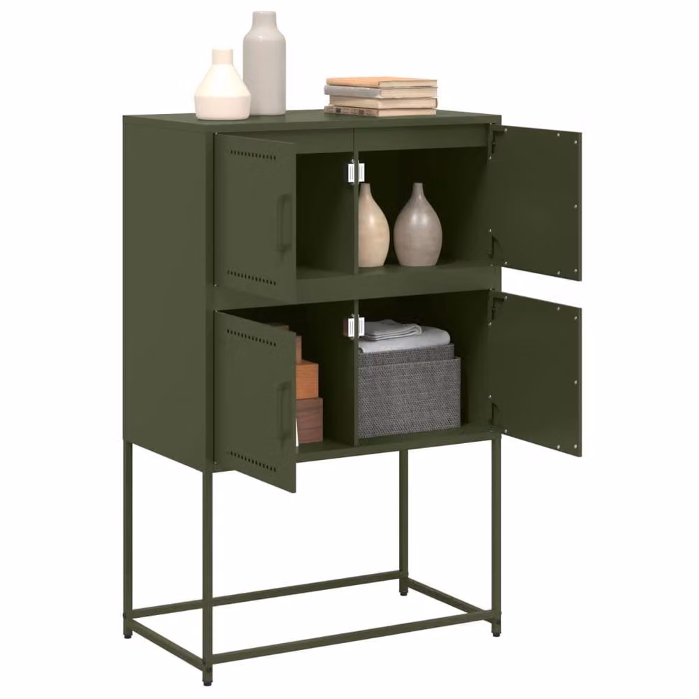 Berkfield Home Industrial Metal Sideboard in Matt Green, W/D/H: 68.5 x 38.5 x 107 cm – 3
