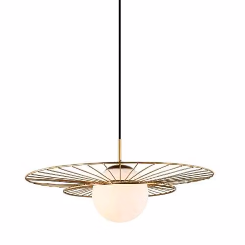 Netlighting Modern Suspended Pendant Light in Gold and White with E27 Socket