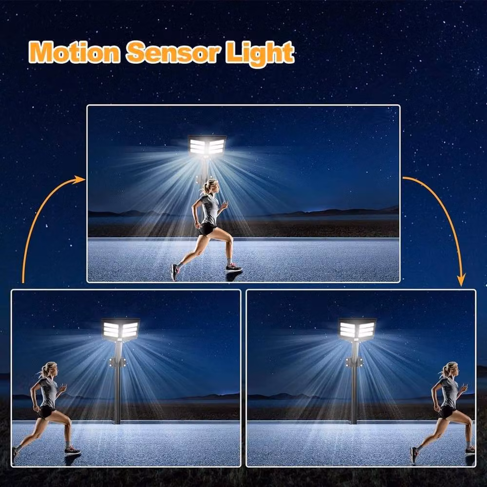 FLAVORA 2000W LED Solar Street Light with Motion Sensor in Black – 3