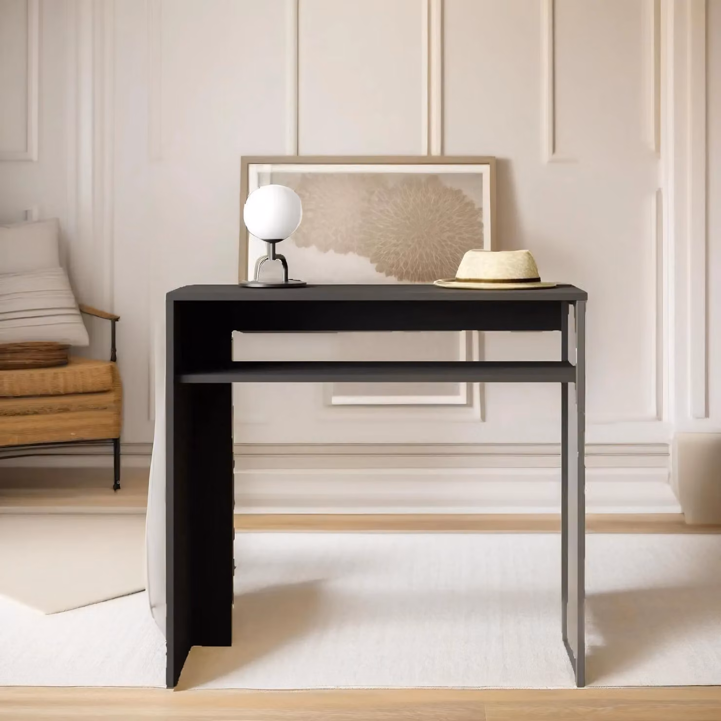 Pirlo Plush 2 Tier Console Table with Steel Frame in Black – 2