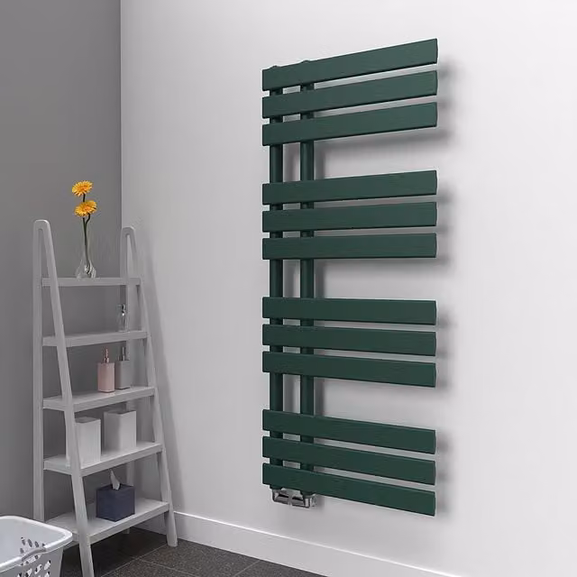 Lux Heat Open Flat Coloured Towel Radiator in Green, W: 50.0 cm, H: 118.0 cm
