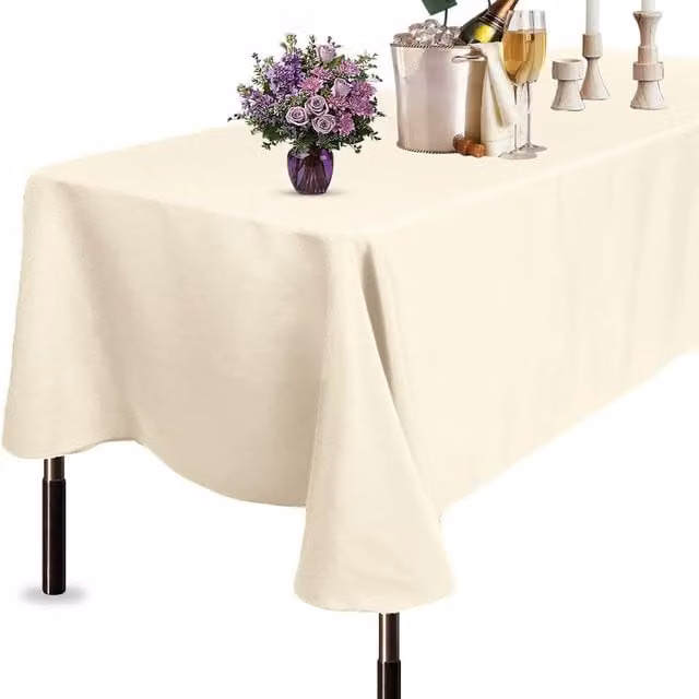 Trimming Shop Rectangular Plain Polyester Tablecloth in Beige/Yellow