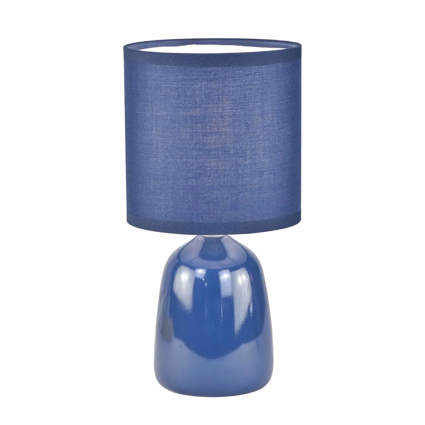 First Choice Lighting Cleo Set of 2 Blue Ceramic Table Lamps with Fabric Cylinder Shades – 2