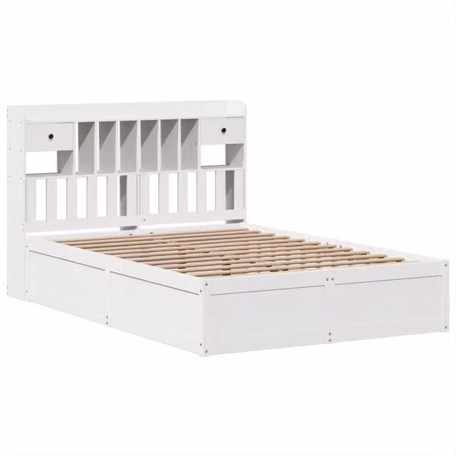 Berkfield Home Beautiful Bed Frame in White Solid Pine, W/D/H: 160 x 200 x 110 cm – 1