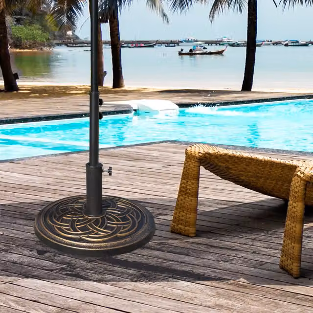 Outsunny Heavy Duty Round Garden Parasol Base in Bronze Tone