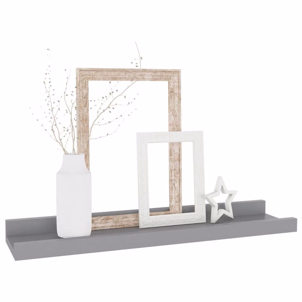 Berkfield Home Wall Mounted Shelves, 4 Piece Set, Grey, W: 40 cm, D: 9 cm, H: 3 cm – 3