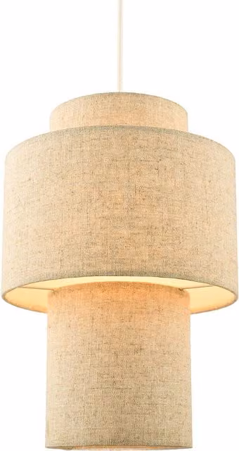 Happy Homewares Designer Triple Level Linen Pendant Light Shade in Beige and Brown – 1