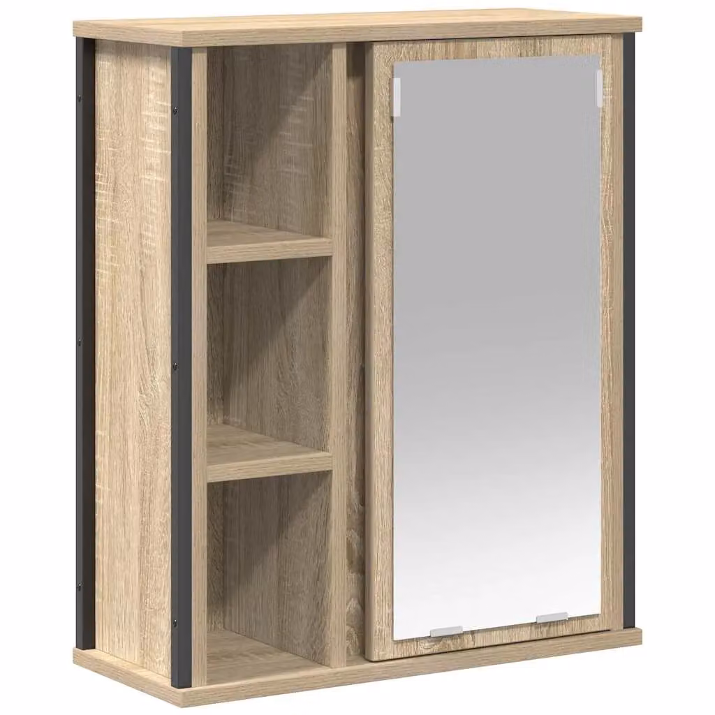 Berkfield Home Sonoma Oak Bathroom Wall Cabinet with Mirror in Brown, W/D/H: 50 x 21 x 60 cm – 2
