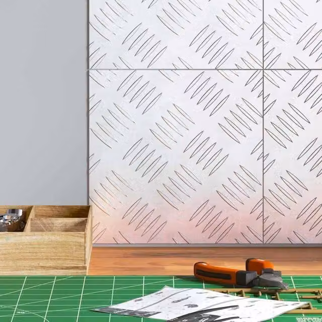 Berkfield Home Anti-Slip Aluminium Checker Plate Sheets, Silver, 4 Pack, W/D: 20 x 20 cm – 1