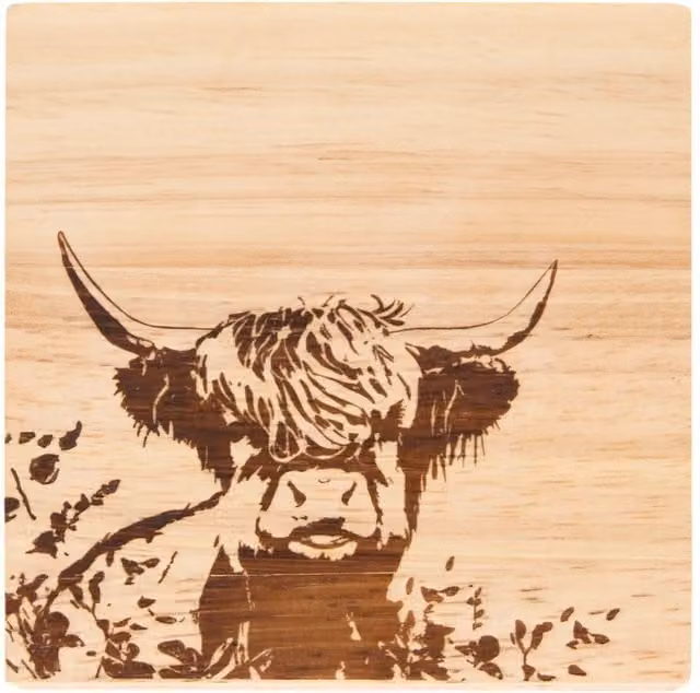 Impress Pack of 4 Square Brown Absorbent Wood Coasters
