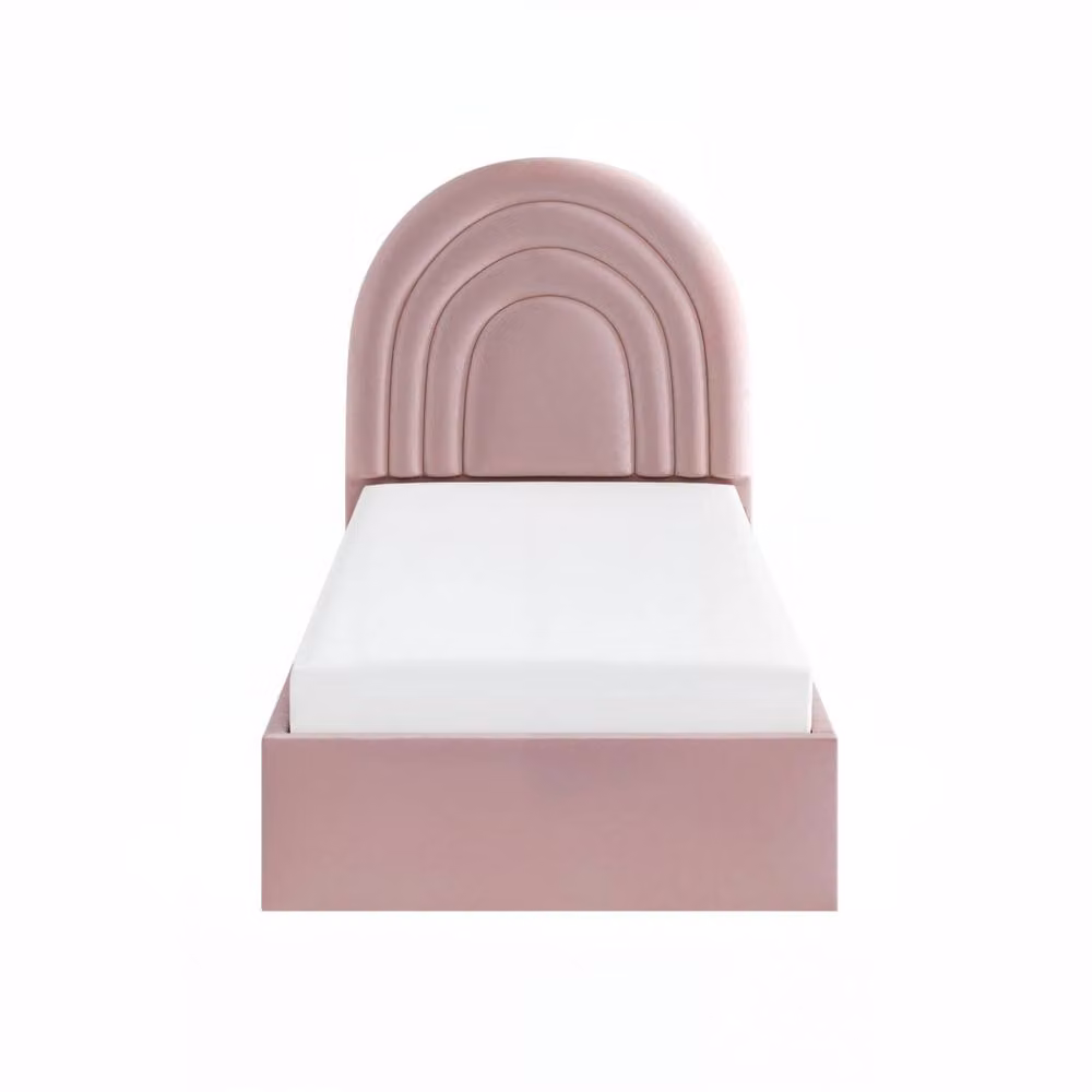 Flair Ava Single Ottoman Bed in Pink Velvet, H 101 cm x W 90 cm x D 206 cm – 2