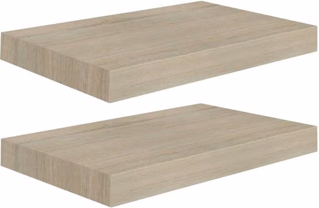 Berkfield Home Floating Wall Shelves, 2 Piece Oak MDF Set in Light Brown, W: 40 cm, D: 23 cm, H: 3.8 cm – 1