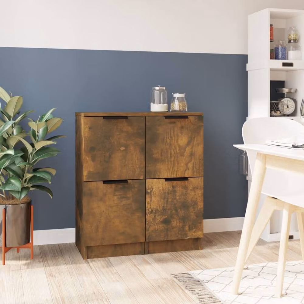 Berkfield Home Set of 2 Smoked Oak Sideboards in Brown, W/D/H: 30 x 30 x 70 cm – 2