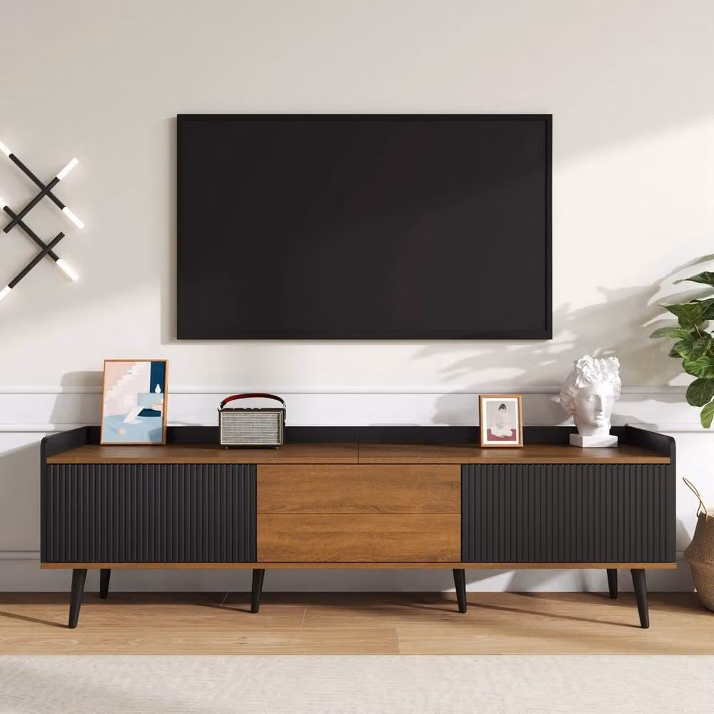 KORVIXA Modern Multicolour Striped TV Unit with Storage, W/D/H: 100 x 100 x 100 cm – 3