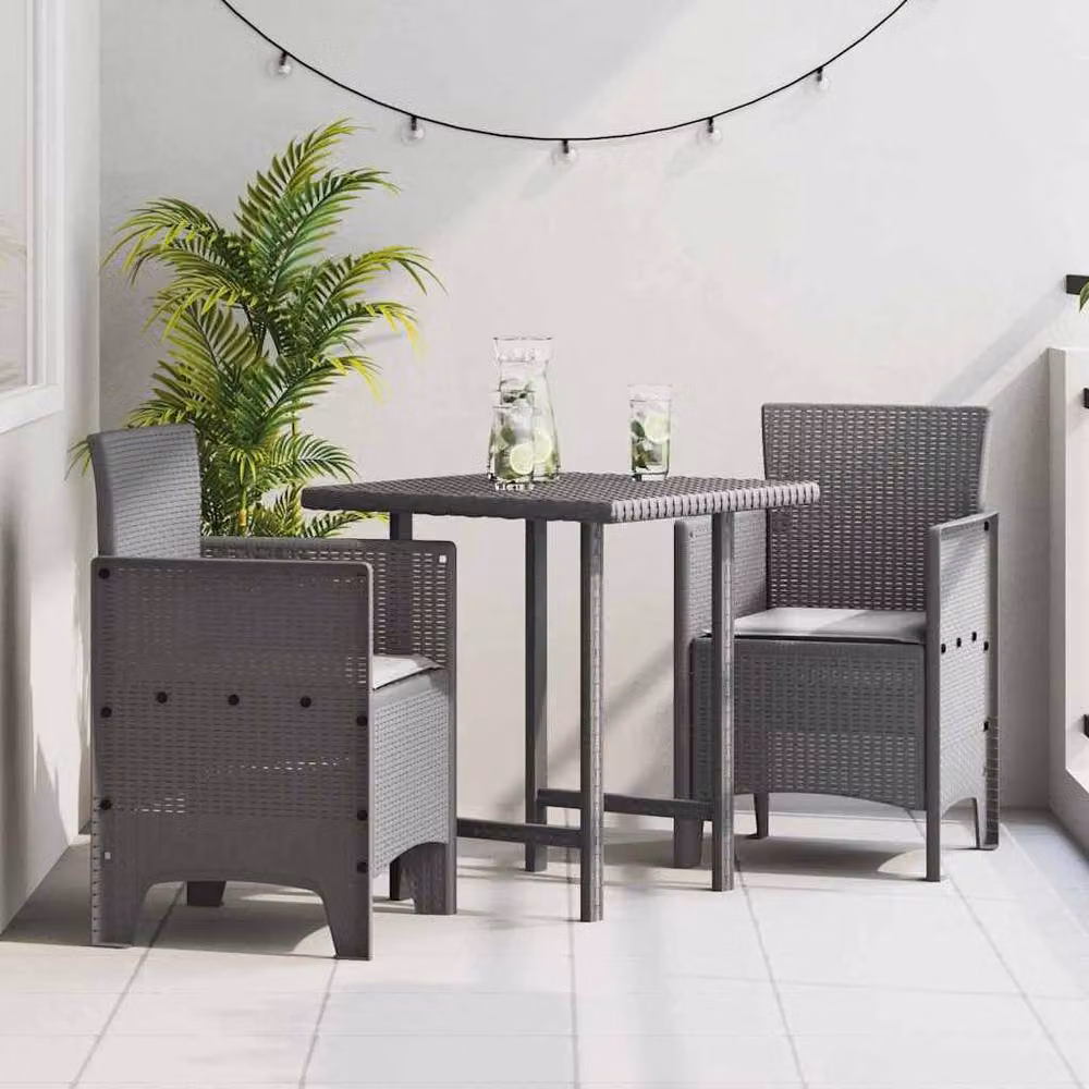 Berkfield Home Set of 2 Modern Grey Polyethylene Rattan Garden Chairs – 2