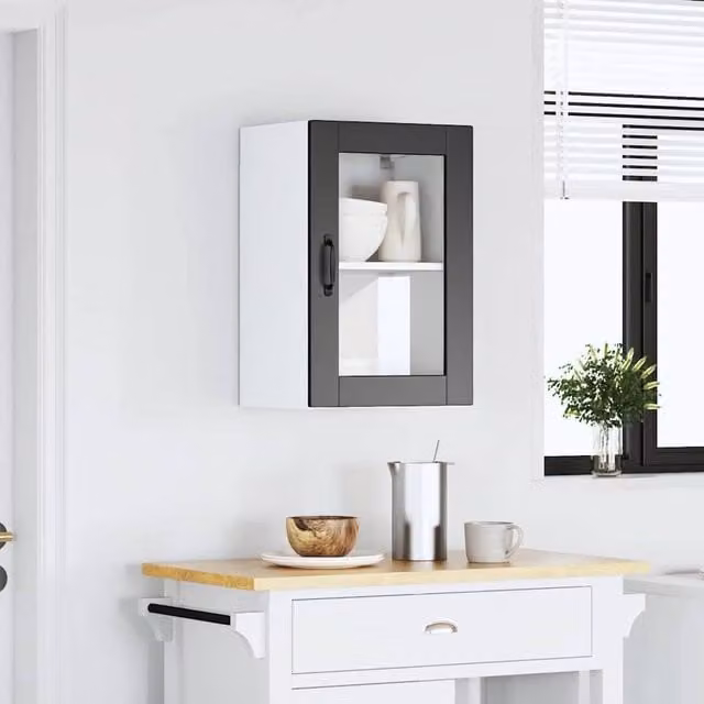 Berkfield Home Porto Black Wall Mounted Kitchen Cabinet with Glass Doors – 1
