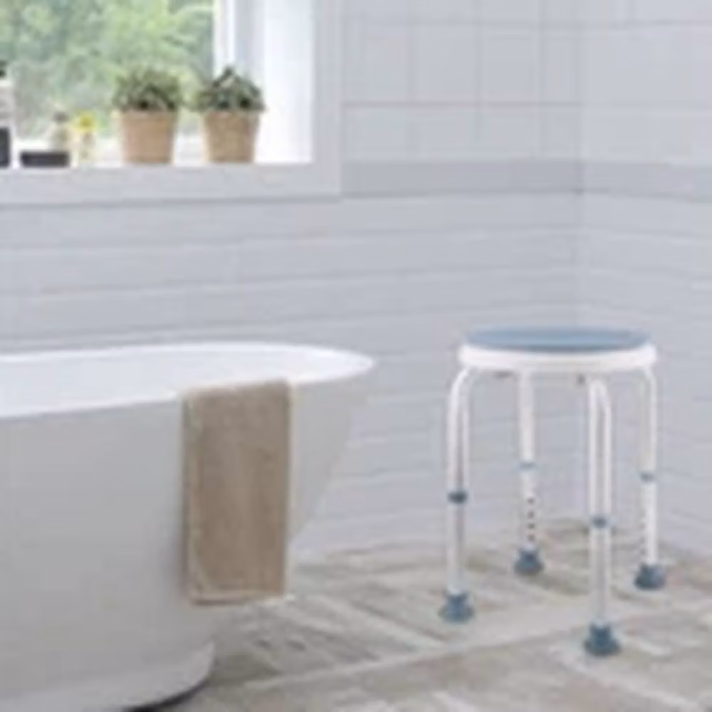 EONLION Blue Shower Stool with Rotating Seat and Height Adjustable Legs – 2