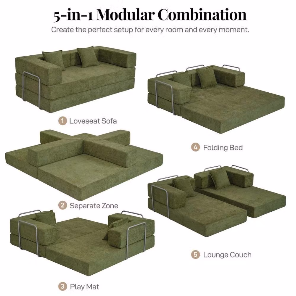FORGEVIO Green Sectional Sofa Bed with Sleeping Function and Foam Upholstery – 4