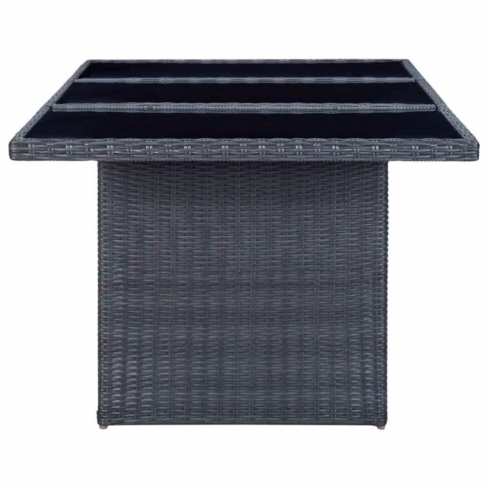 Berkfield Home Extendable Round Garden Table in Dark Grey Poly Rattan with Tempered Glass and Powder Coated Steel – 3