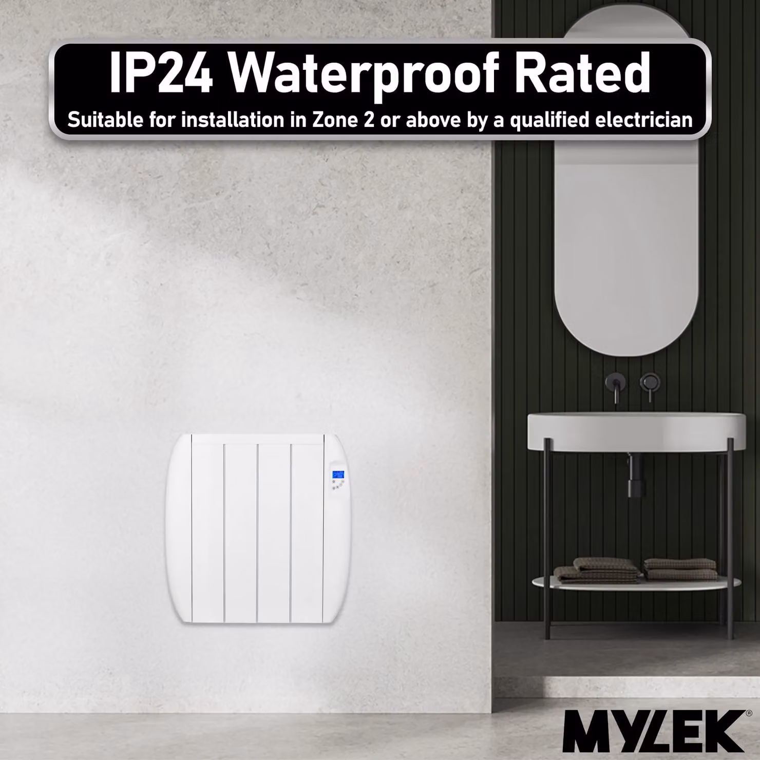 MYLEK Aluminium Electric Panel Convector Heater with 24/7 Digital Timer, 1000W, White – 3