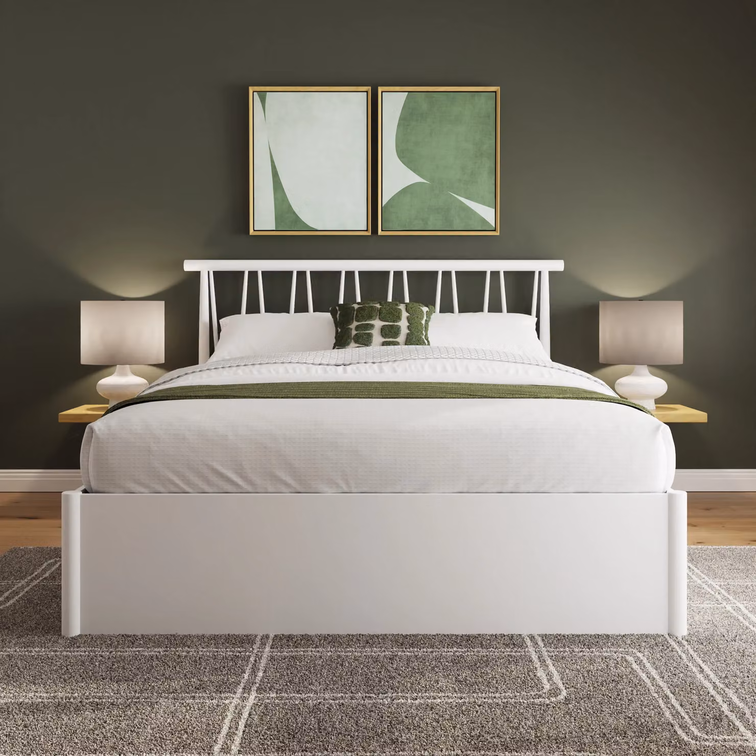 GFW Fusum Spindle Ottoman Bed Frame in White, Double 140 x 200 cm – 3