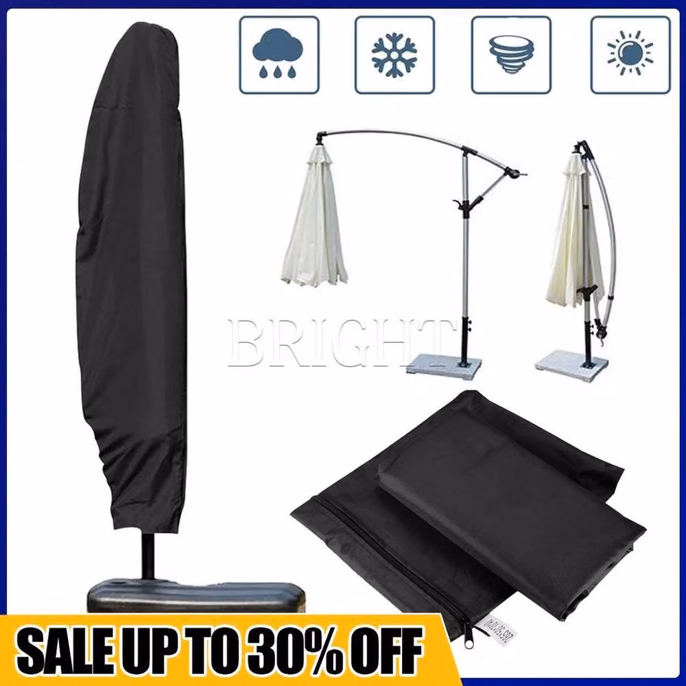 FLAVORA L Heavy Duty Cantilever Parasol Cover in Black Polyester, W: 280 cm, H: 45-80 cm – 3
