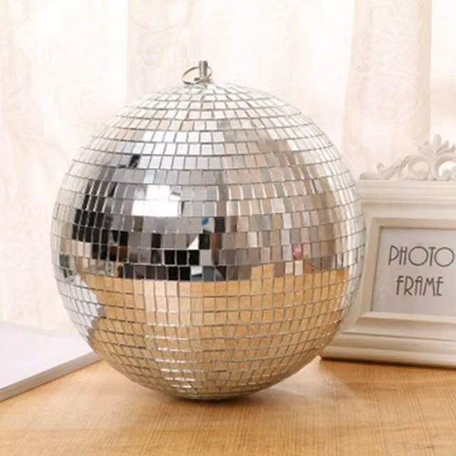 SPETLEK Silver Mirror Disco Ball Hanging Glitter Bauble, Diameter: 20 cm – 1