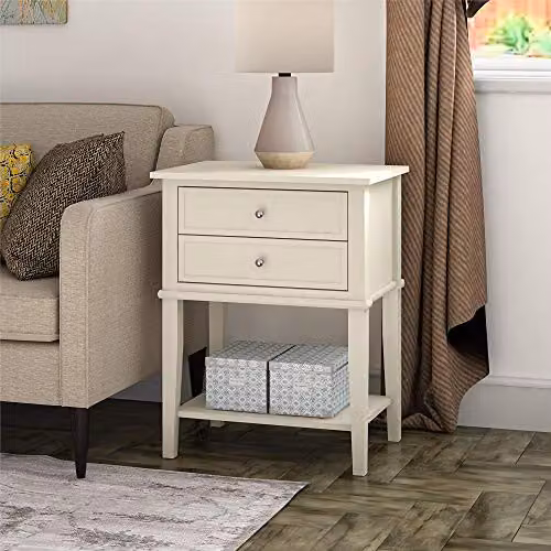 DHP Franklin Accent Table with 2 Drawers, White, W/D/H: 39.69 x 15.1 x 55.88 cm – 3