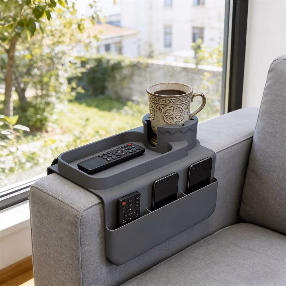 Nordara Silicone Sofa Arm Tray and Remote Holder Couch Organiser in Grey – 4